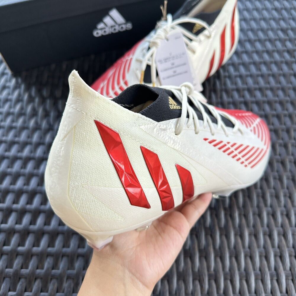 Adidas Predator Edge.1 FG Off White Vivid Red Men's Soccer Cleats H02933 Size 12 - Picture 11 of 15